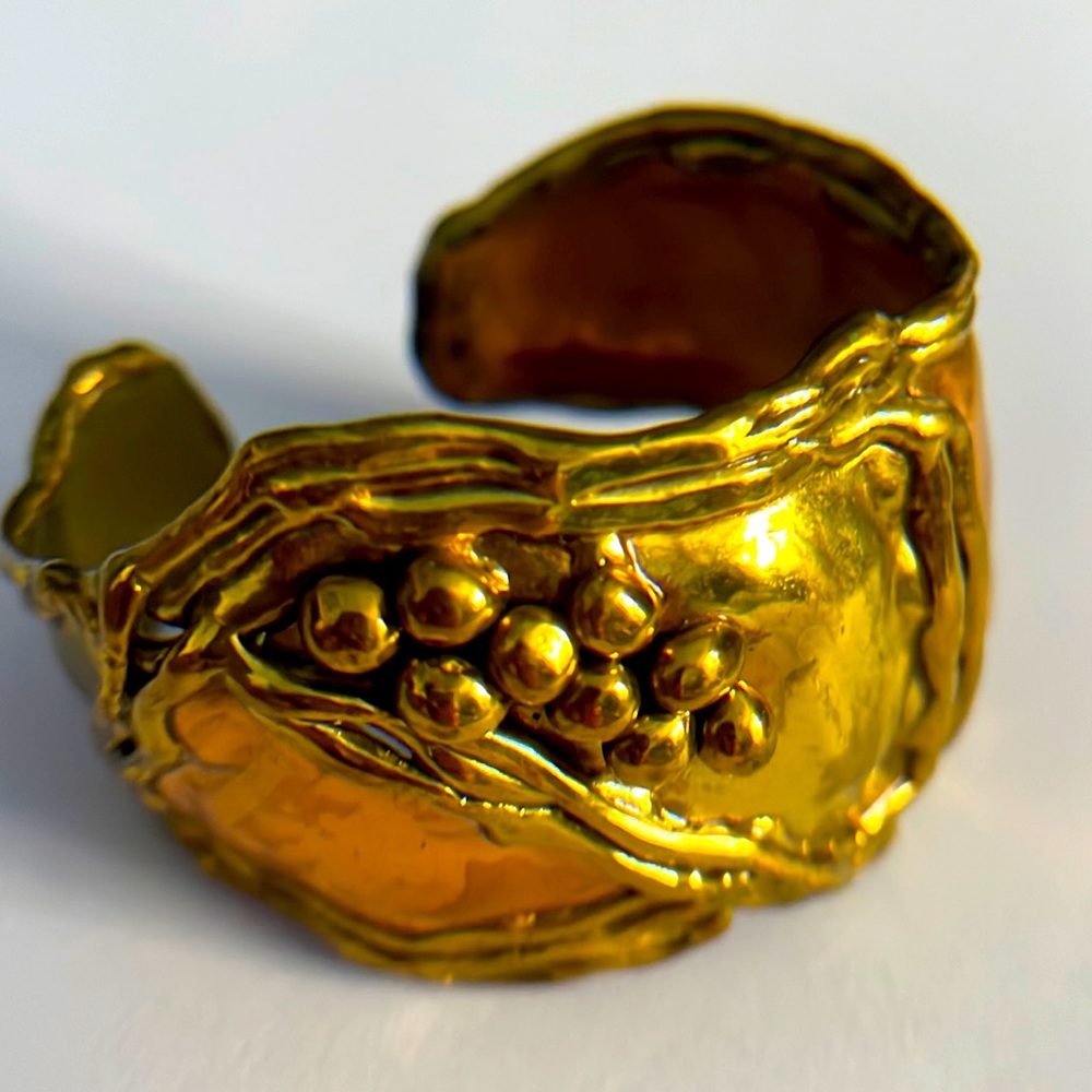 Brutalist Brass Art Mixed Metal Cuff Bracelet